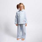 Kids - Pyjama Collection - Checkered Blue & White Piping (Snowman)