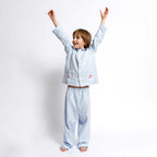 Kids - Pyjama Collection - Checkered Blue & White Piping (Snowman)