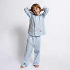 Kids - Pyjama Collection - Checkered Blue & White Piping (Snowman)