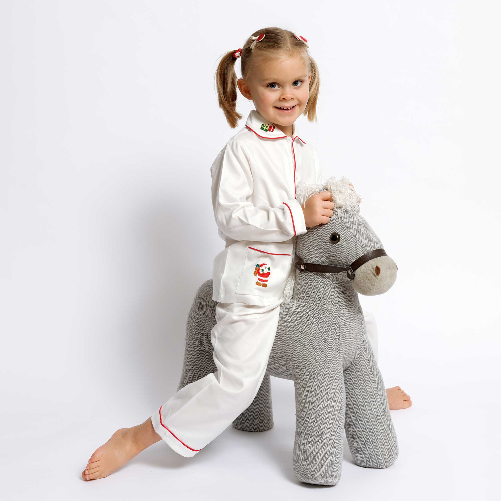 Kids - Pyjama Collection - White & Red Piping (Christmas)