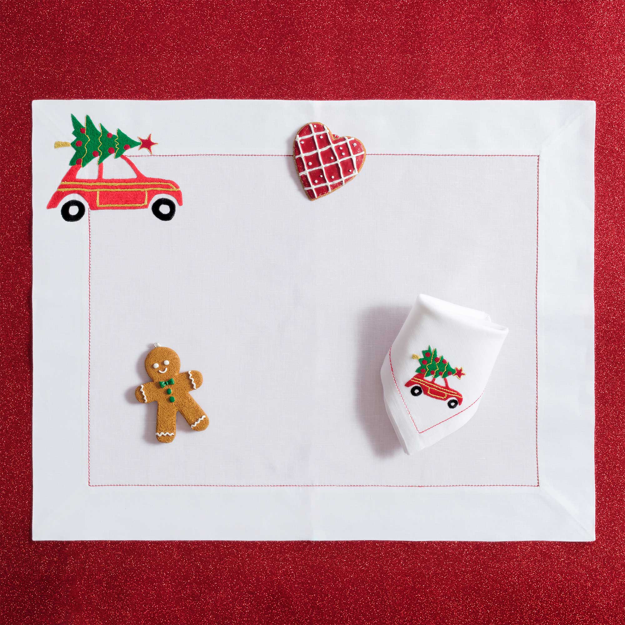 Table - Placemat - Christmas (Hand Embroidered)