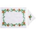 Pine Branches and Pinecones (Placemat + Napkin) — hand-embroidered Italian linen placemat & napkin set | Maison Alia