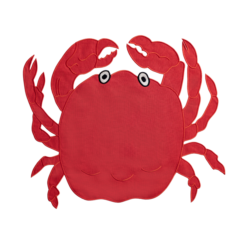 Red Crabs — hand-embroidered Italian linen | Maison Alia