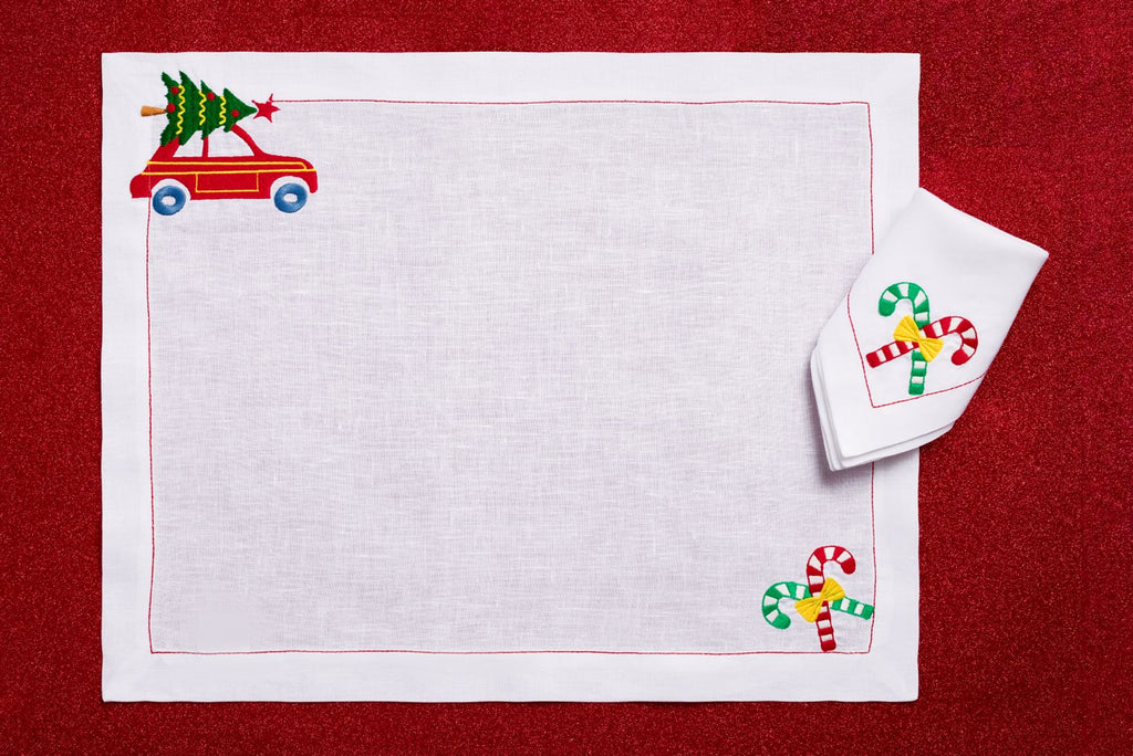 Christmas Joy (Hand Embroidered) (Placemat+Napkin)