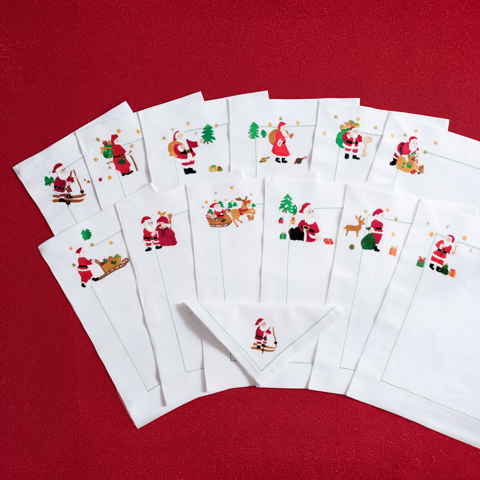 Santa Is Coming... (Hand Embroidered) (Drink Placemats)