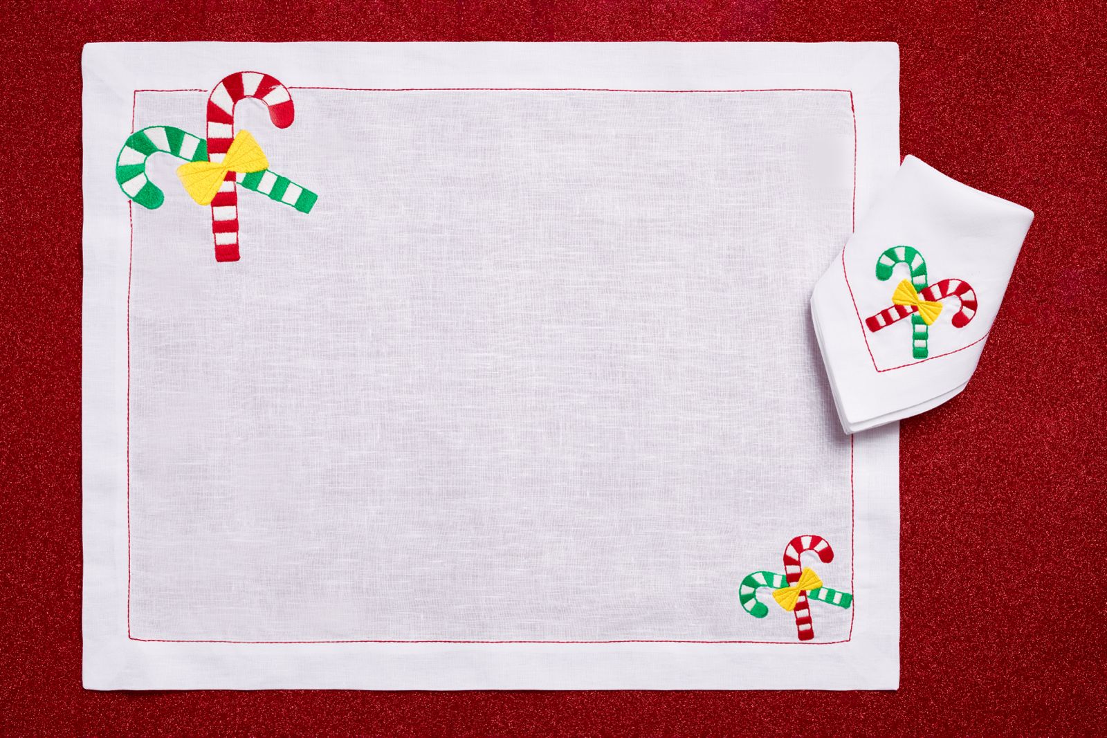 Christmas Candy Corn luxury placemat set by Maison Alia - festive holiday table setting - view 1