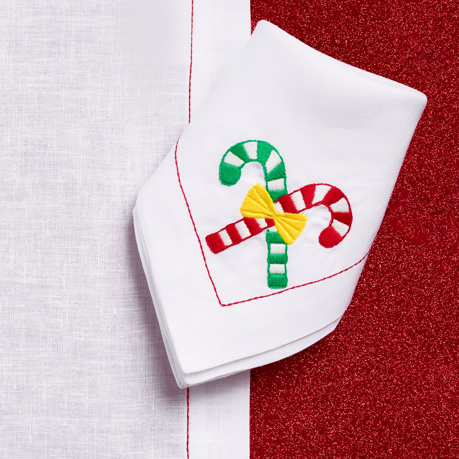 Christmas Candy Corn luxury placemat set by Maison Alia - festive holiday table setting - view 2