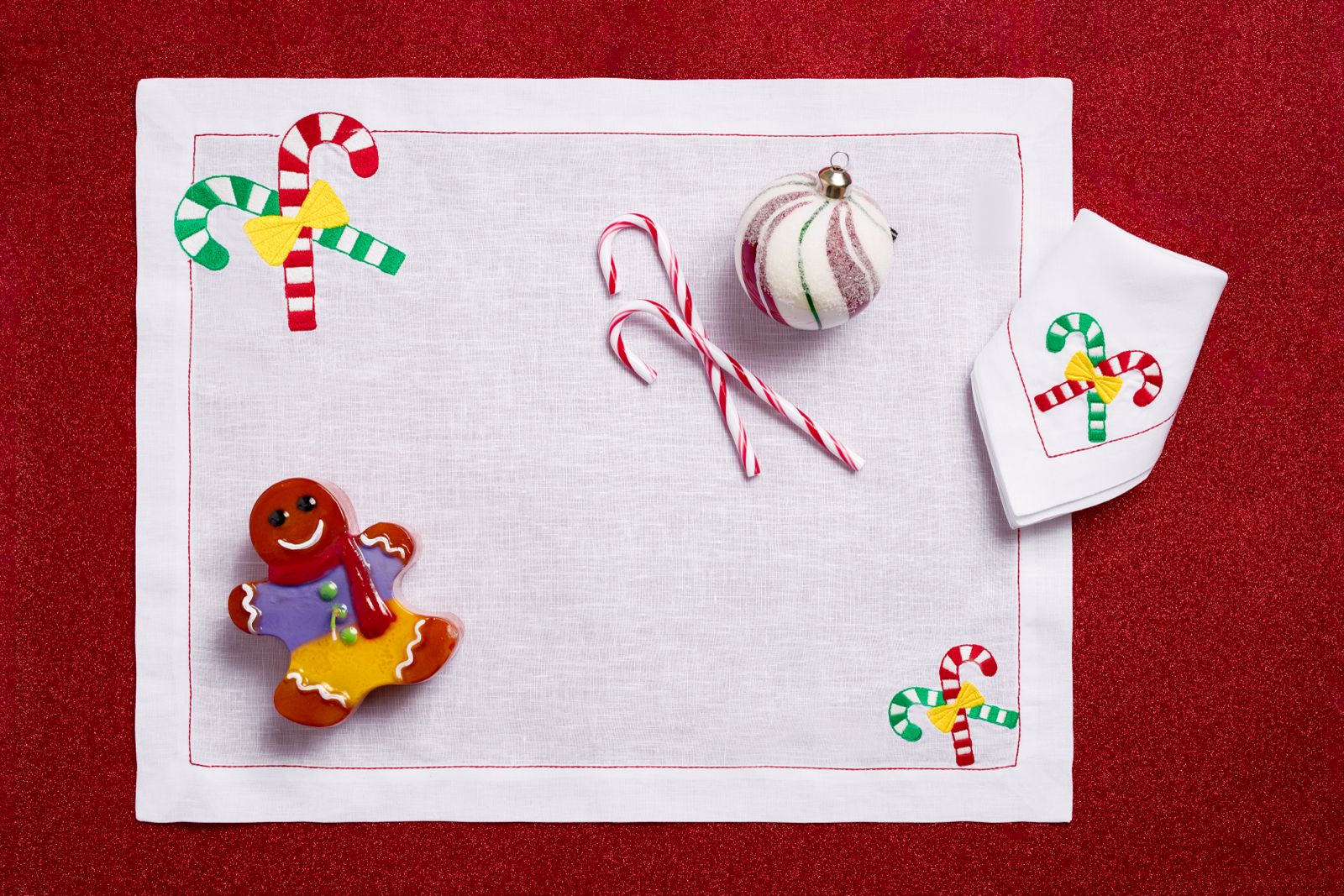 Christmas Candy Corn luxury placemat set by Maison Alia - festive holiday table setting - view 3