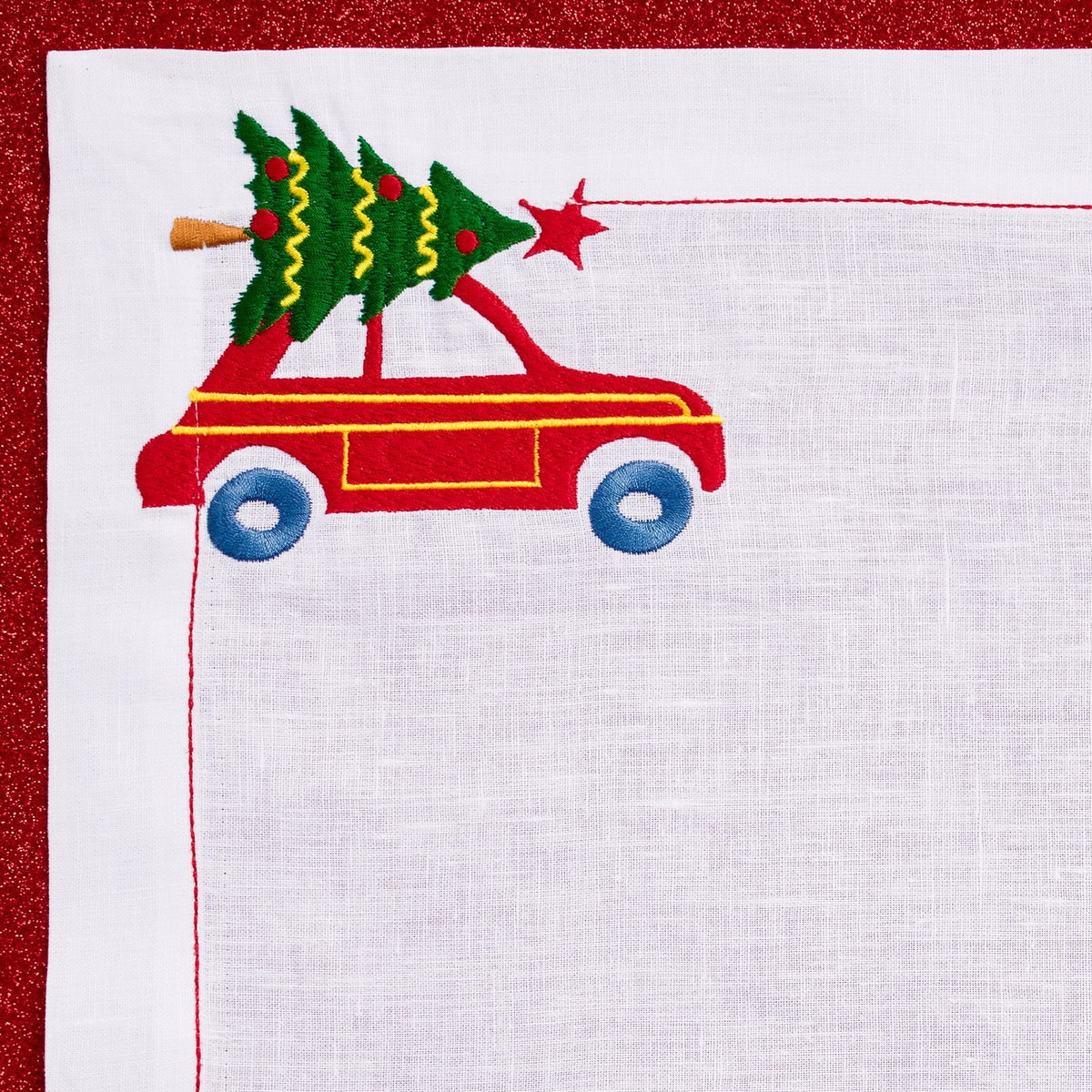 Christmas Joy linen placemat with festive embroidery — Maison Alia