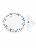 Coraux et Poissons Ovale (Placemat + Napkin) — hand-embroidered Italian linen placemat & napkin set | Maison Alia