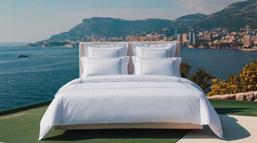 Losanges Verts — embroidered bed linen set | Maison Alia