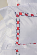 Geometria Rossa e Blu — embroidered bed linen set | Maison Alia
