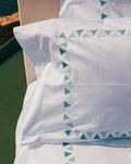 Triangoli Colorati — embroidered bed linen set | Maison Alia