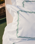 Ziz Zag Vert — embroidered bed linen set | Maison Alia