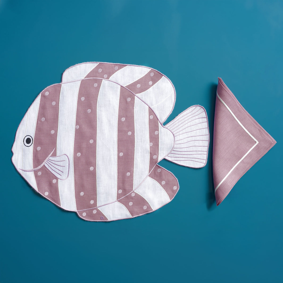 Poisson Rayé embroidered striped-fish detail — Maison Alia