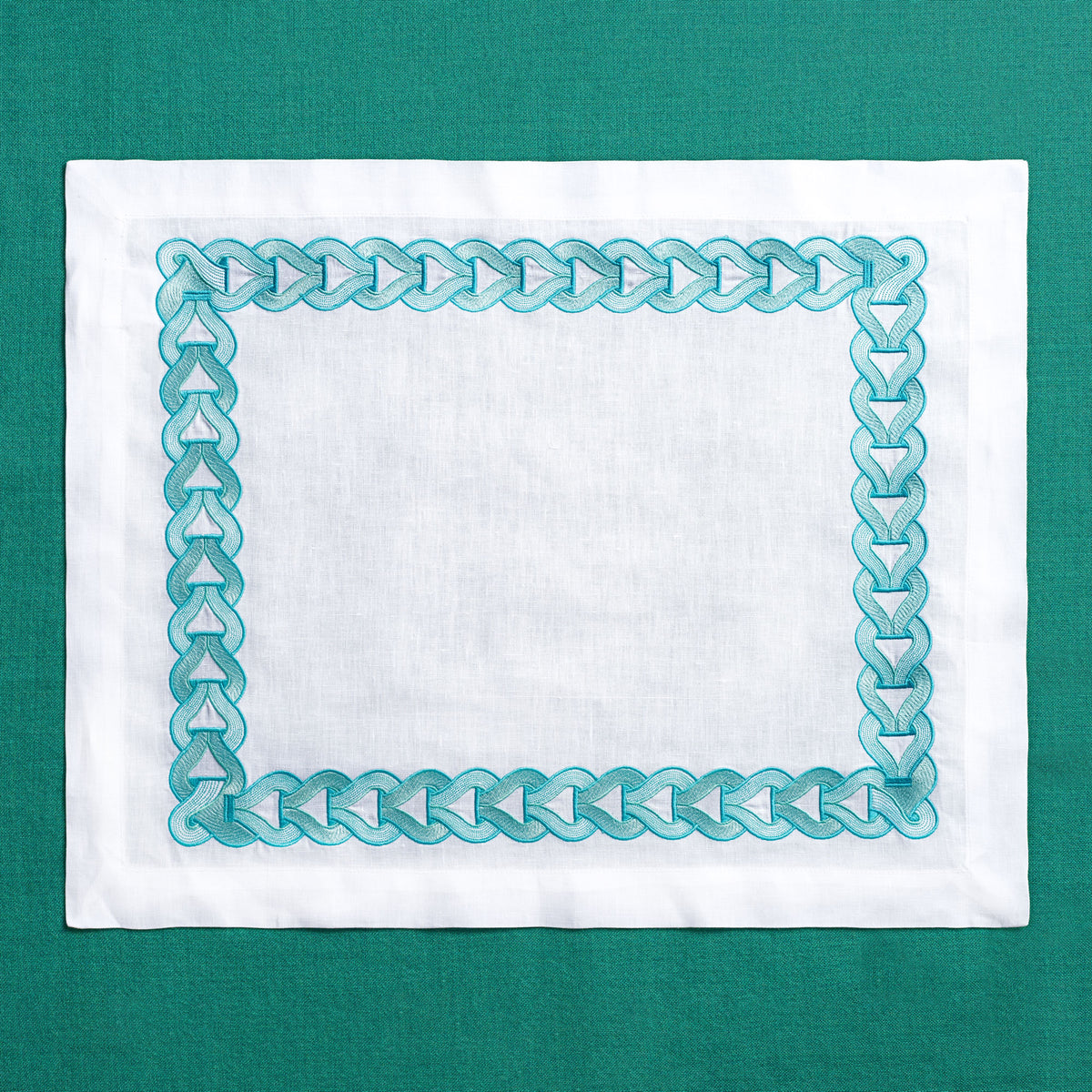 Pompei Pompeii-inspired embroidered linen placemat and napkin set — Maison Alia