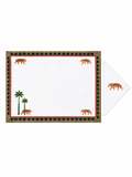Tigres et Palmiers (Placemat + Napkin) — hand-embroidered Italian linen placemat & napkin set | Maison Alia