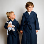 Kids - Pyjama Collection - Cotton Flannel Dressing Gown - Navy Blue