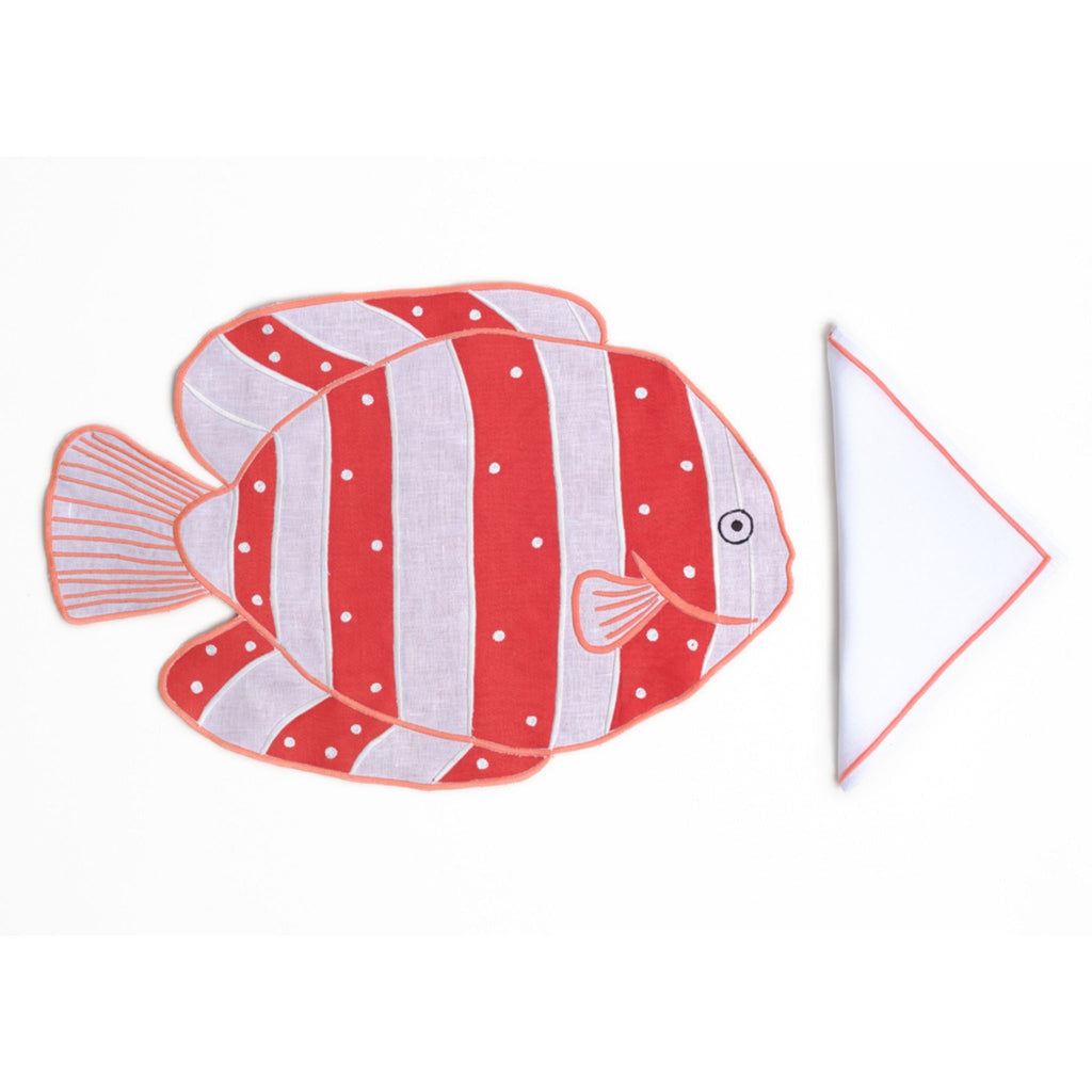 Table - Placemat - White & Coral Fish