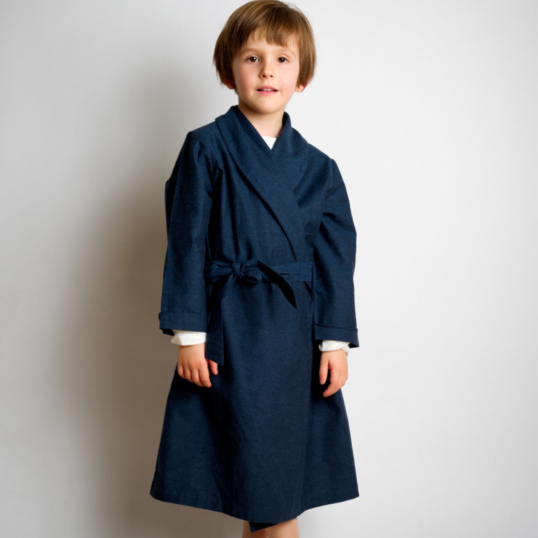 Kids - Pyjama Collection - Cotton Flannel Dressing Gown - Navy Blue