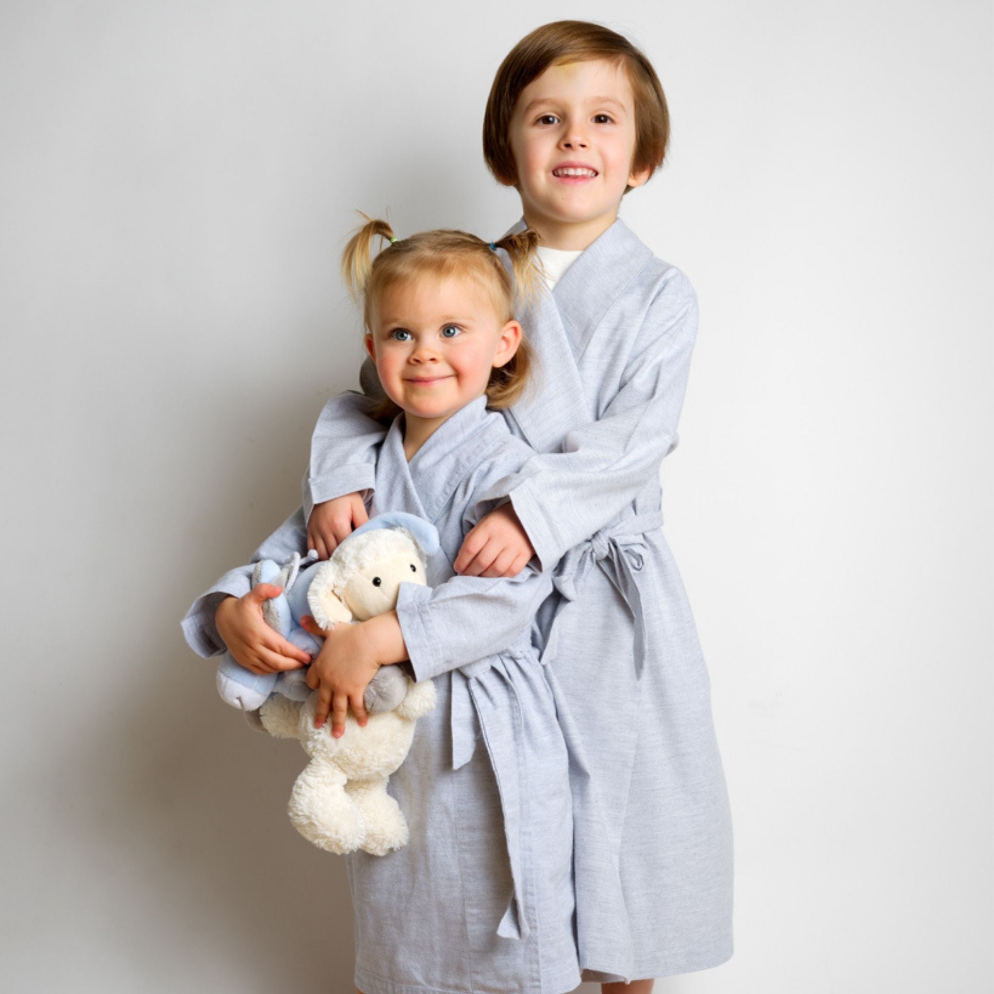Kids - Pyjama Collection - Cotton Flannel Dressing Gown - Grey