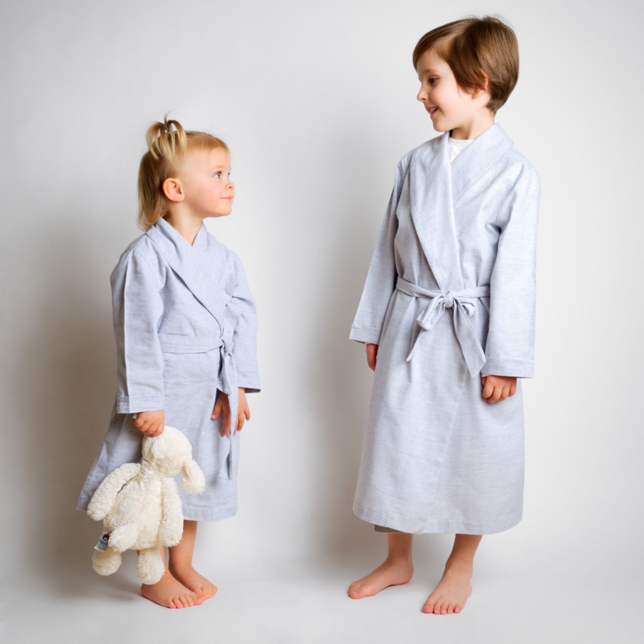 Kids - Pyjama Collection - Cotton Flannel Dressing Gown - Grey