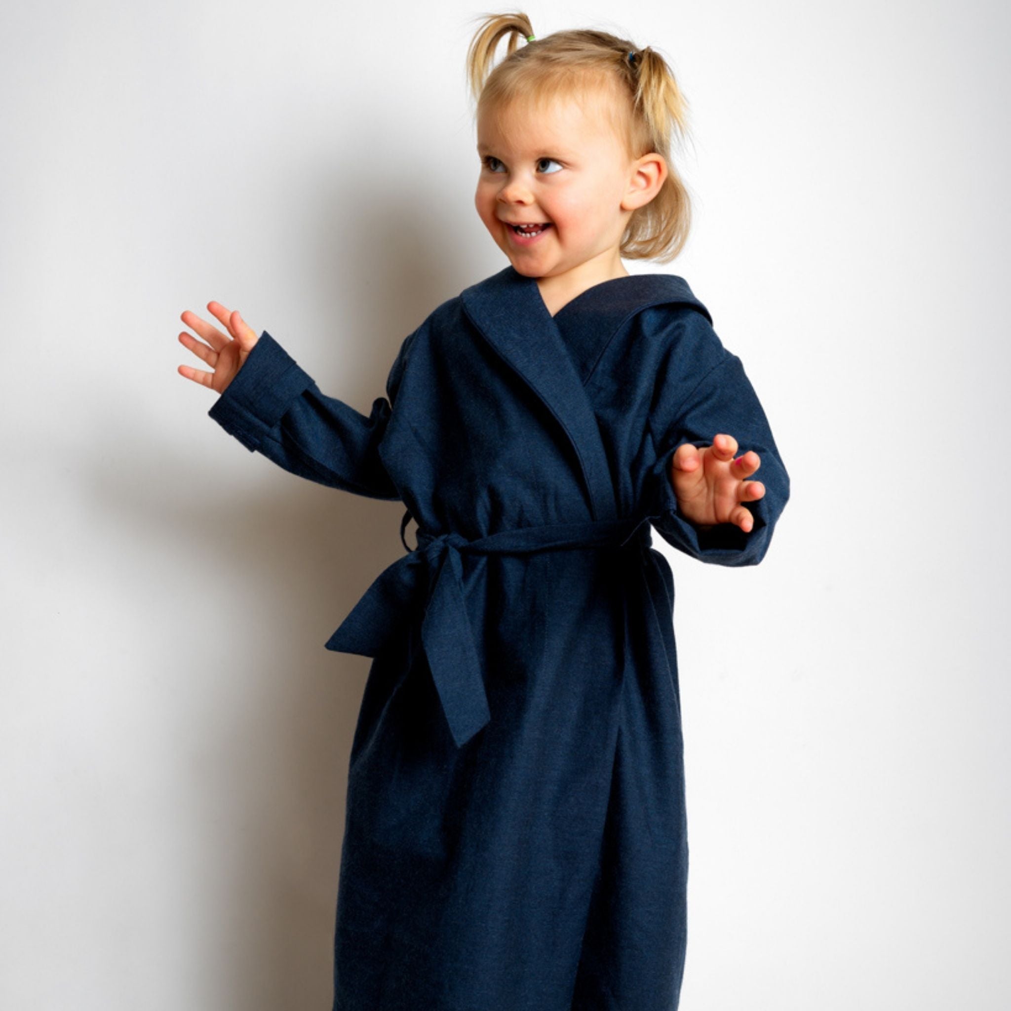 Kids - Pyjama Collection - Cotton Flannel Dressing Gown - Navy Blue