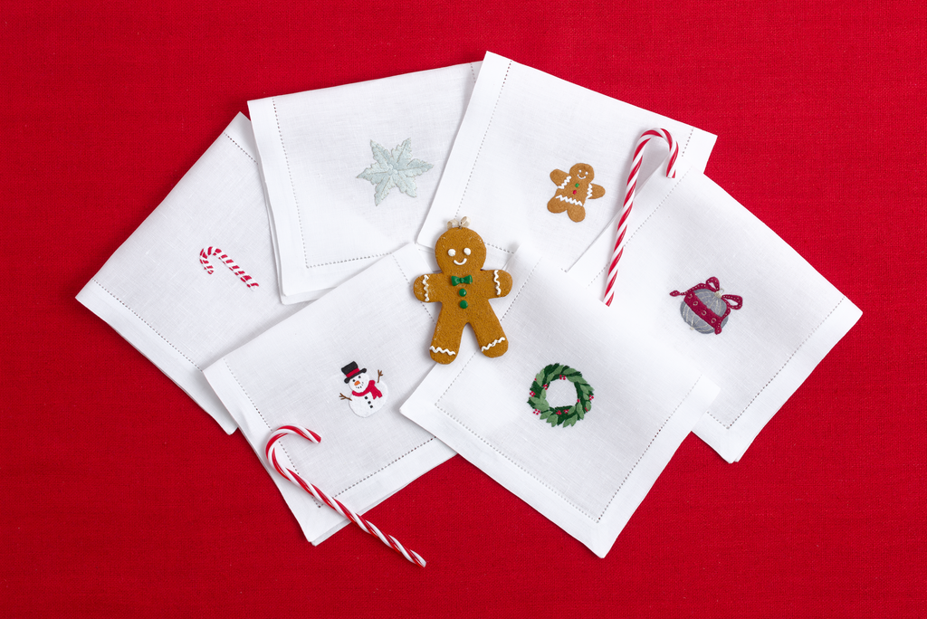 Table - Drink Placemat - Christmas Decorations (Hand Embroidered)