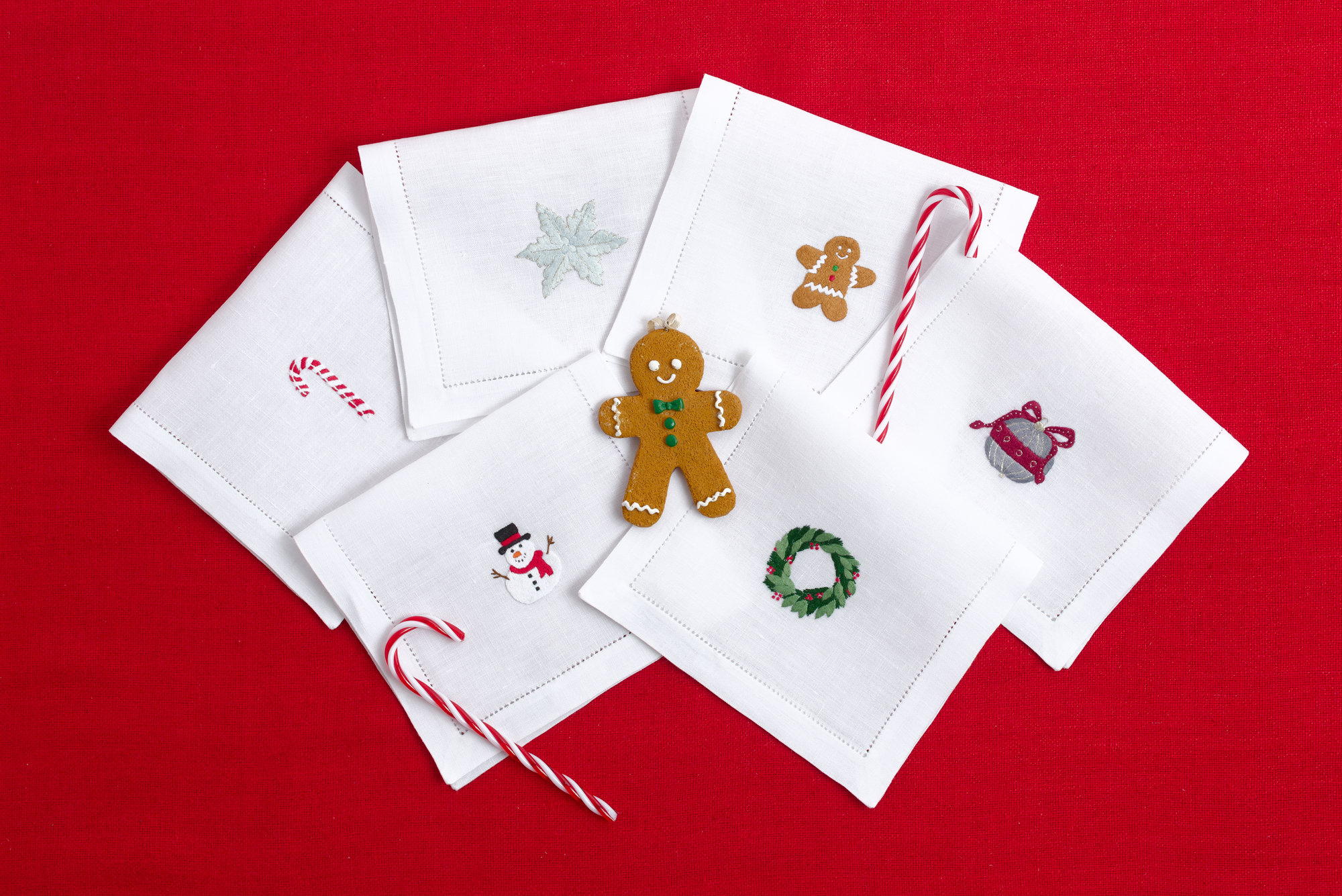 Table - Drink Placemat - Christmas Decorations (Hand Embroidered)