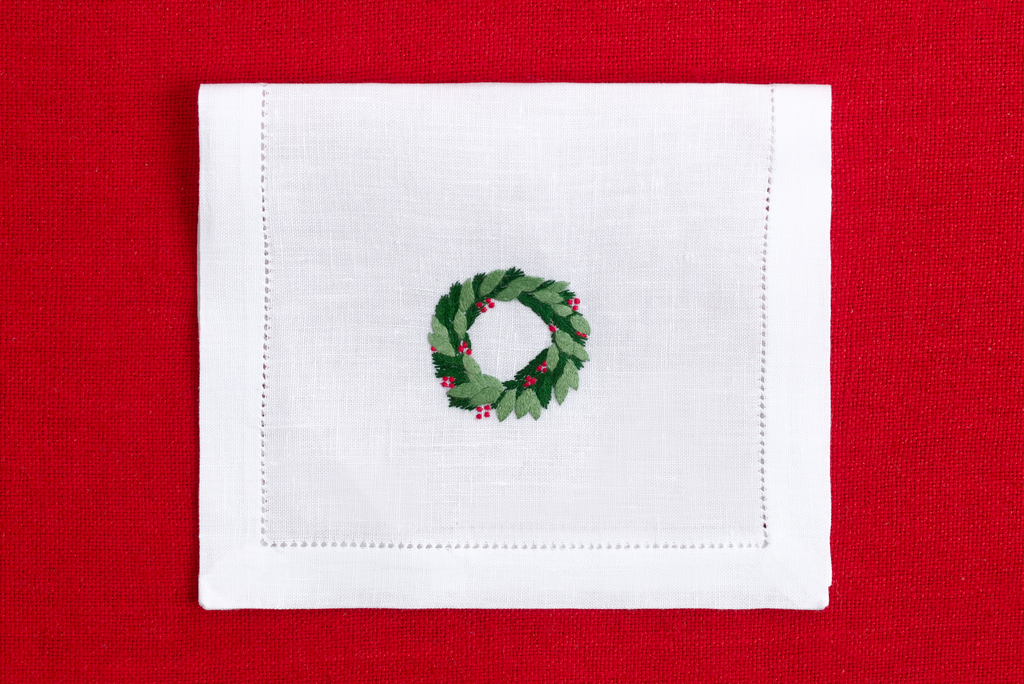 Table - Drink Placemat - Christmas Decorations (Hand Embroidered)