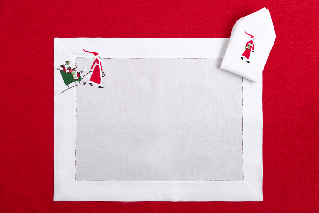 Table - Placemat - Santa (Hand Embroidered)