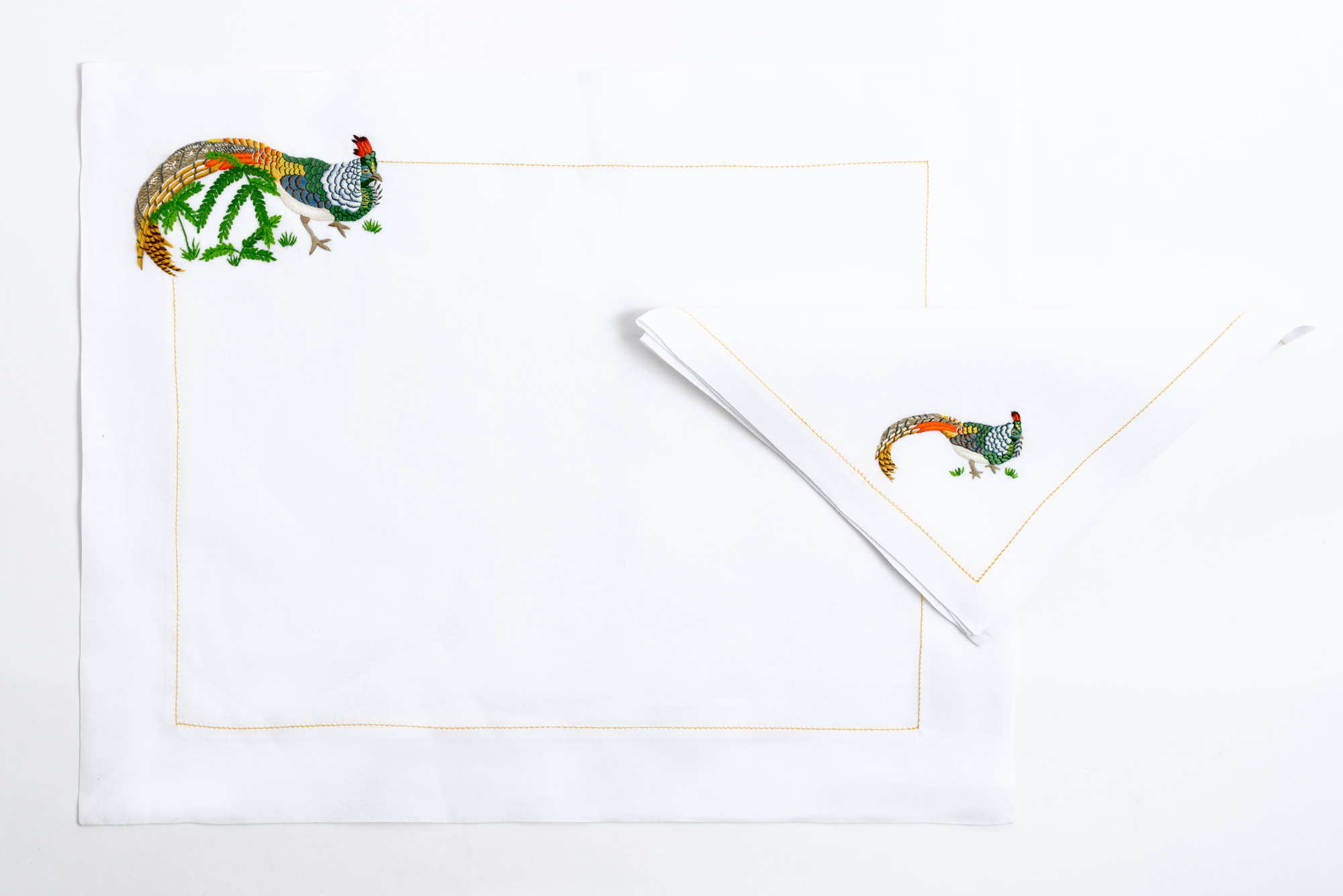 Table - Placemat - Exotic Birds (Hand Embroidered)