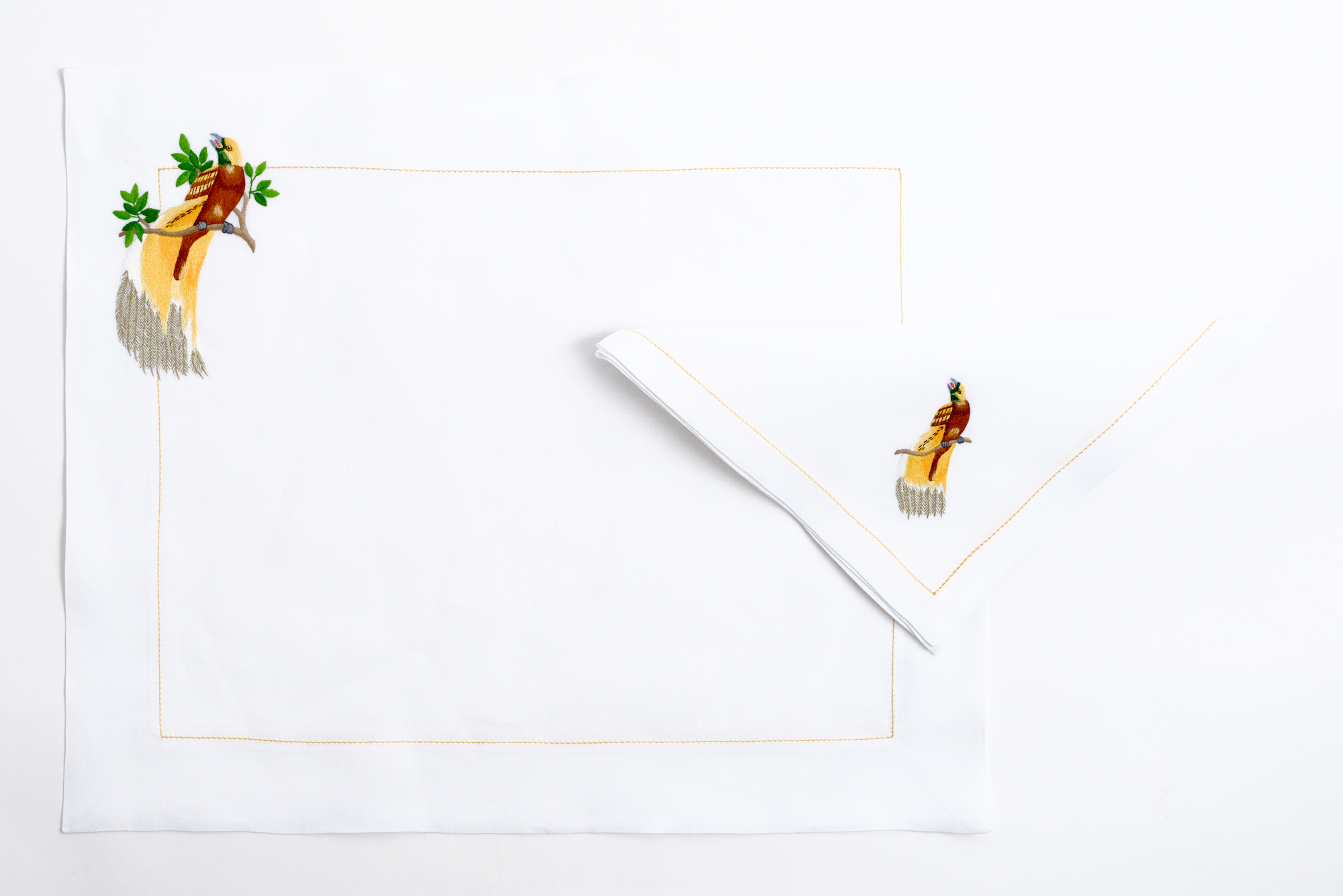 Table - Placemat - Exotic Birds (Hand Embroidered)