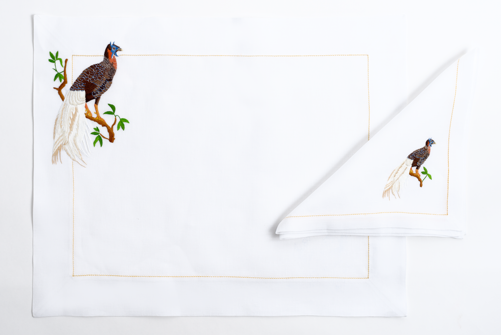 Table - Placemat - Exotic Birds (Hand Embroidered)
