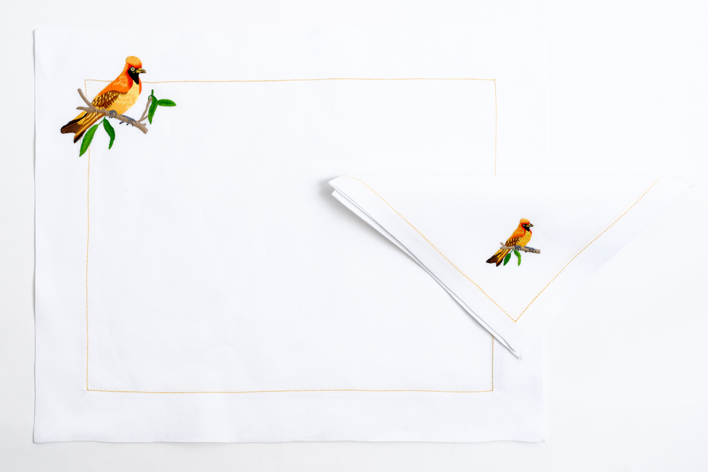 Table - Placemat - Exotic Birds (Hand Embroidered)