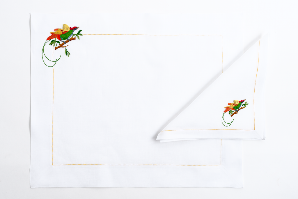 Table - Placemat - Exotic Birds (Hand Embroidered)