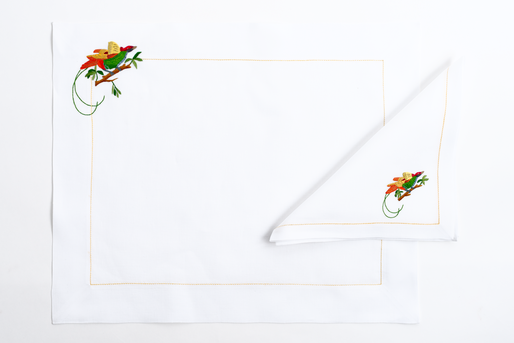 Table - Placemat - Exotic Birds (Hand Embroidered)