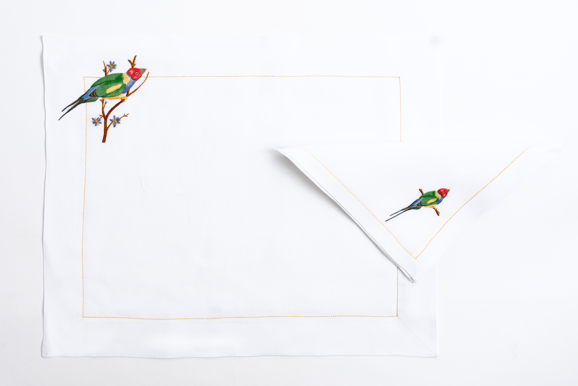 Table - Placemat - Exotic Birds (Hand Embroidered)