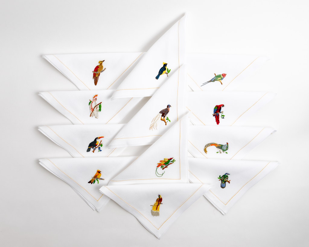 Table - Placemat - Exotic Birds (Hand Embroidered)