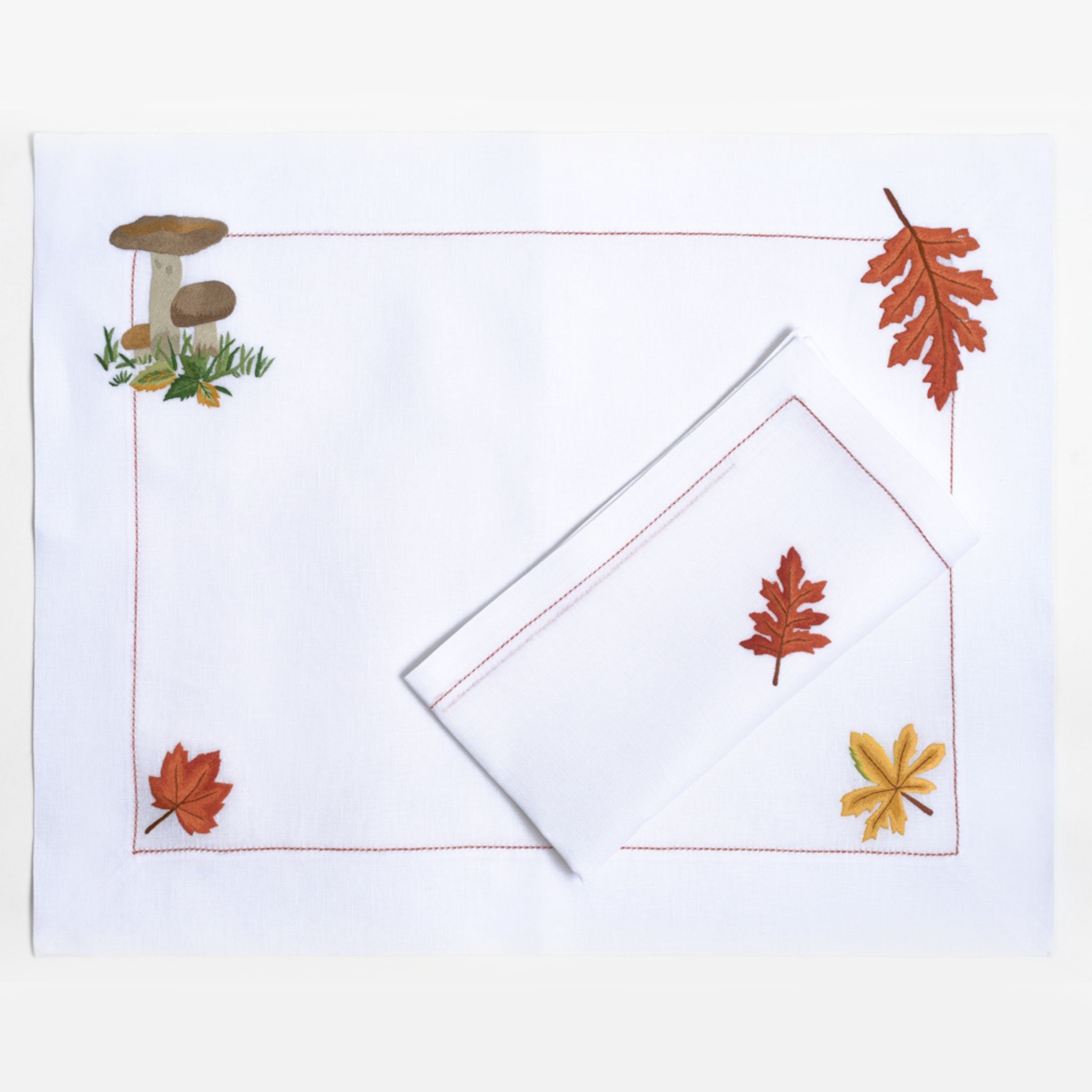 Table - Placemat - Champignons (Hand Embroidered)