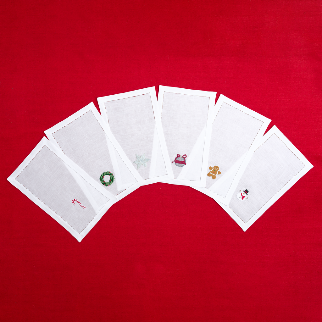 Table - Drink Placemat - Christmas Decorations (Hand Embroidered)