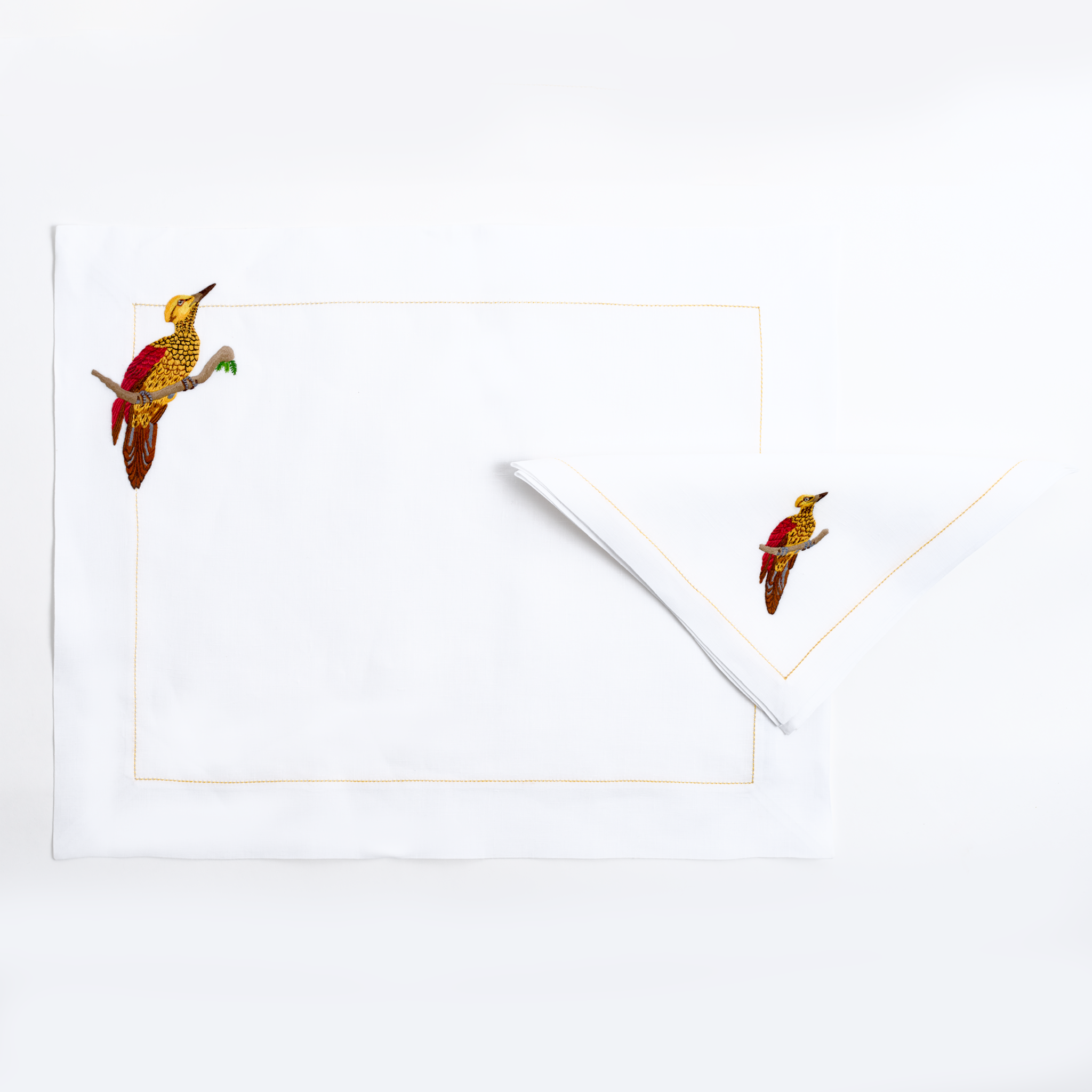 Table - Placemat - Exotic Birds (Hand Embroidered)