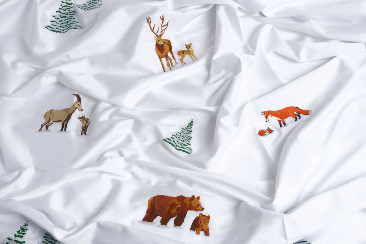 Mountain Animals — embroidered bed linen set | Maison Alia