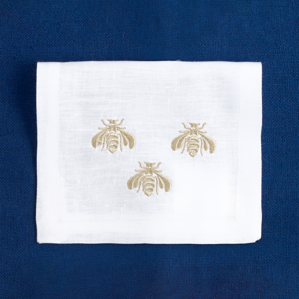 Table - Drink Placemat - Silver & Golden Bees