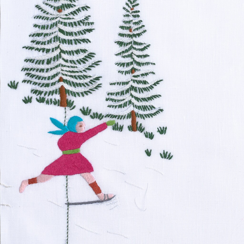 Table - Placemat - Skieurs (Hand Embroidered)