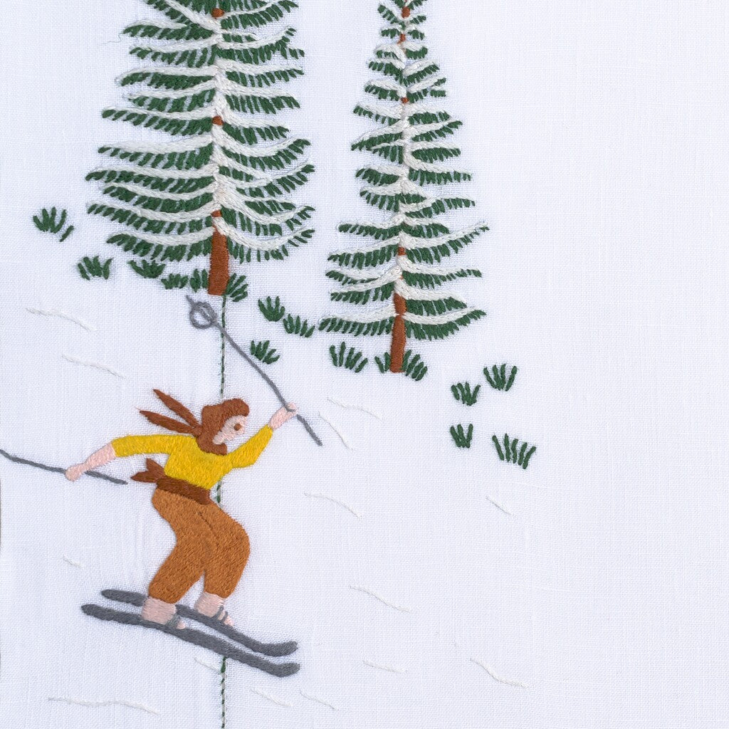 Table - Placemat - Skieurs (Hand Embroidered)
