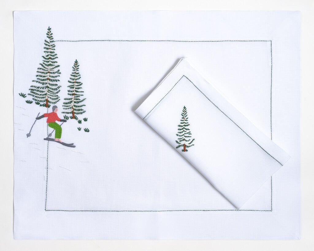 Table - Placemat - Skieurs (Hand Embroidered)