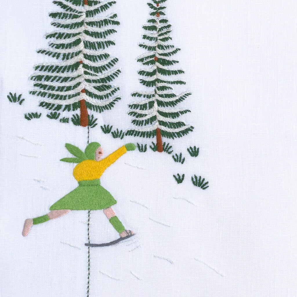 Table - Placemat - Skieurs (Hand Embroidered)