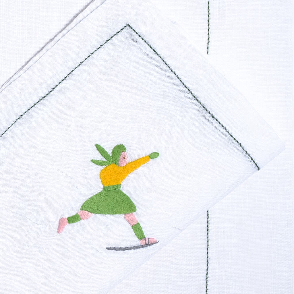 Table - Placemat - Skieurs (Hand Embroidered)