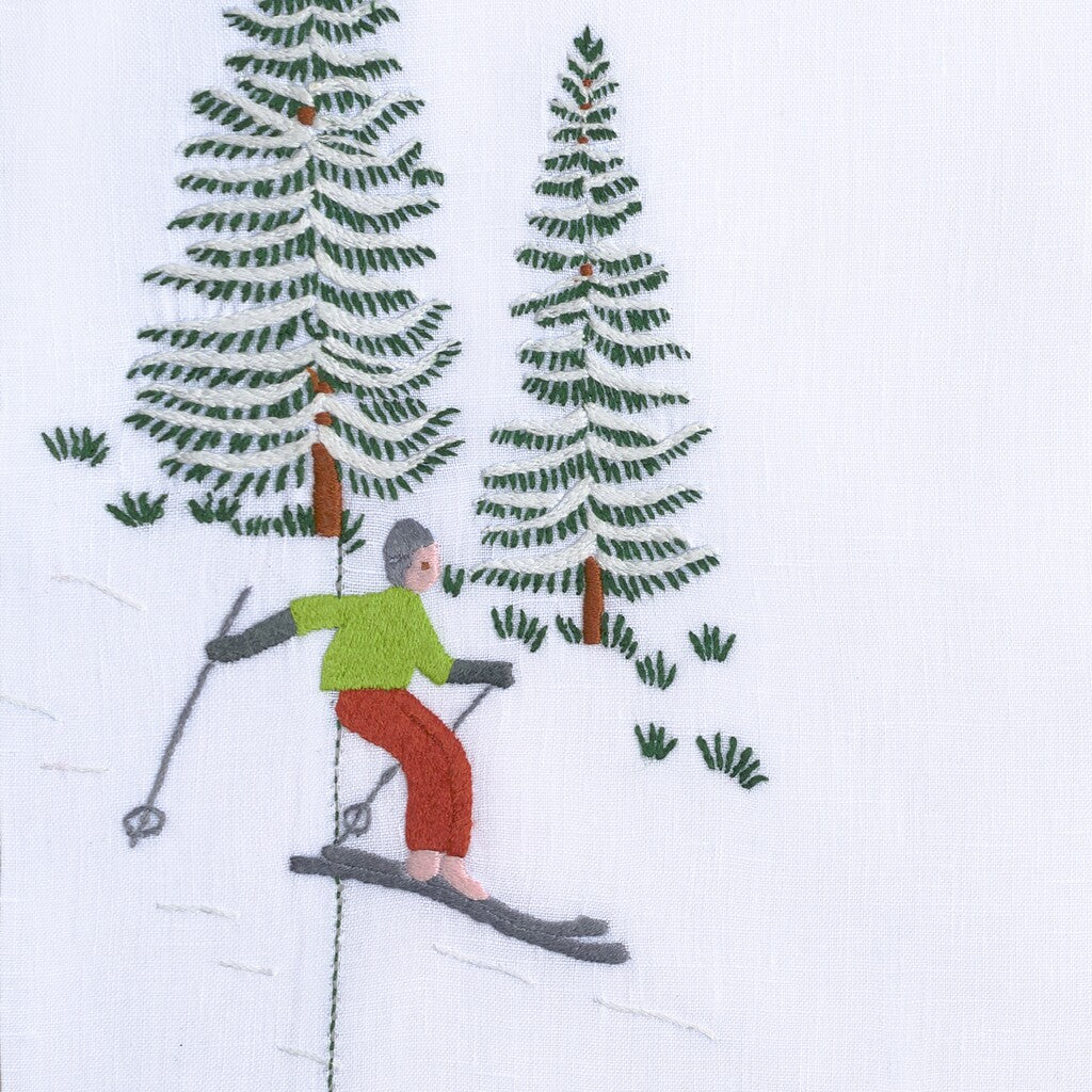 Table - Placemat - Skieurs (Hand Embroidered)